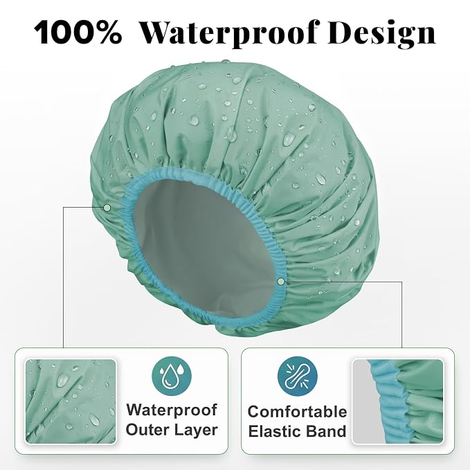 3Pcsk Reusable Waterproof Shower Cap - Image 2