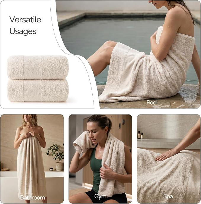 REDKISS Towels 2 Pack Luxury Extra Large Bath Towels Set 30 x 58 Inches – 100% - Image 8