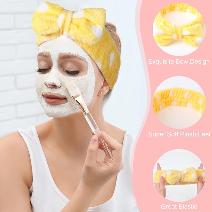 Yinder 40 Pack Bow Spa Headband Coral Fleece Makeup Headband Soft Face Wash - Image 6