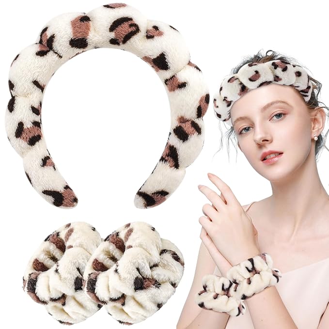 Zkptops Spa Headband for Washing Face Wristband Set Sponge Makeup Skincare - Image 8
