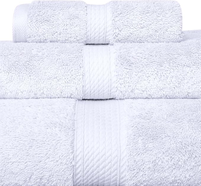 SUPERIOR Egyptian Cotton Pile 3 Piece Towel Set, Includes 1 Bath, 1 Hand - Image 3