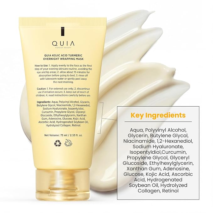 QUIA Turmeric + Kojic Acid Overnight Wrapping Mask – Hydration Mask - Image 9