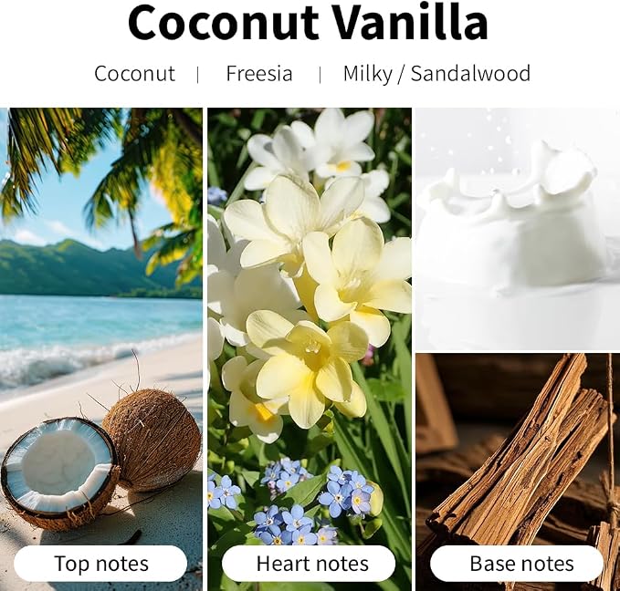 Coconut Vanilla Scented Candles, 7oz Soy Wax Candle, Long Lasting Aromatherapy - Image 3