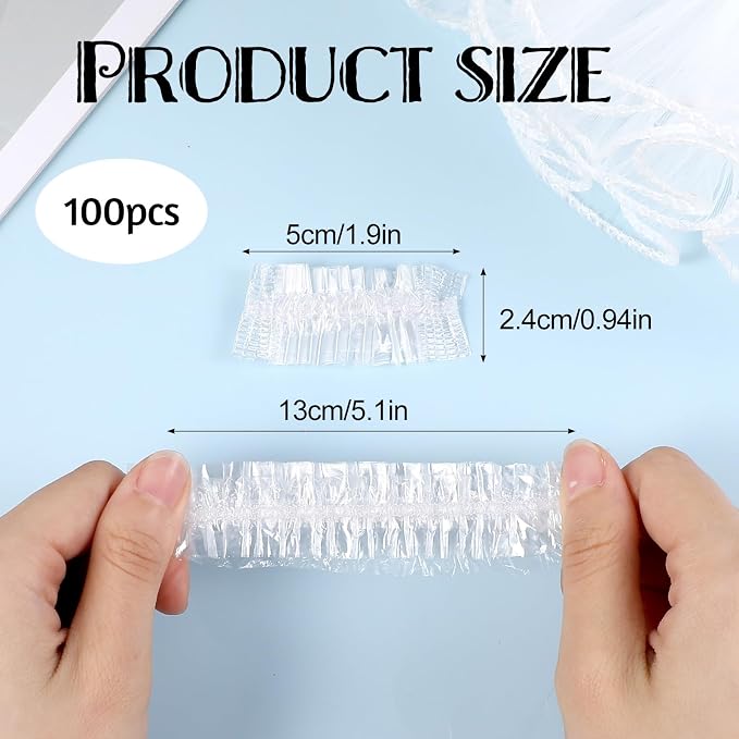 100 Pcs Disposable Ear Covers for Shower, Waterproof Plastic Ears Shower Caps - Image 2