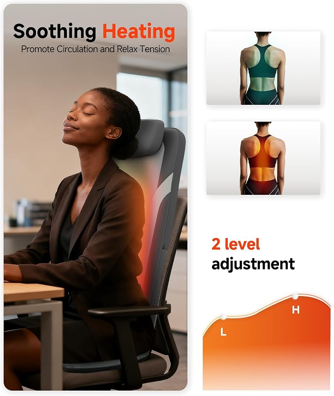 Snailax Back Massager for Full Back Pain Relief Deep Tissue, Long Track Dual 3D - Image 6