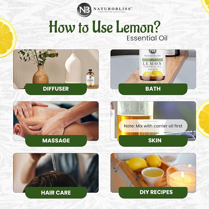 NaturoBliss 100% Pure Lemon Essential Oil Therapeutic Grade Premium Quality - Image 4