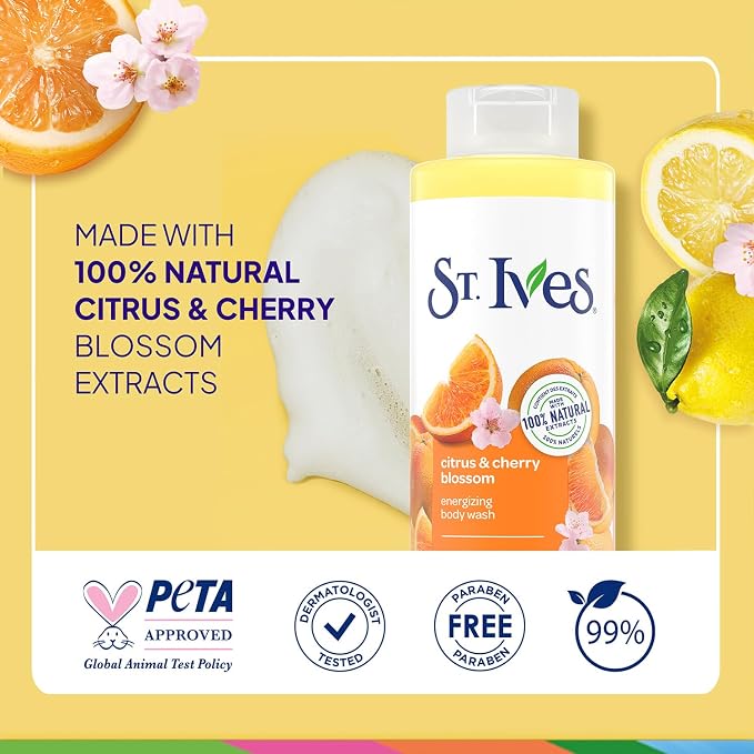 St. Ives Body Wash, Citrus & Cherry Blossom Energizing Shower Gel 2-Pack - Image 6