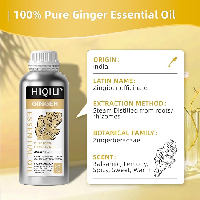 HIQILI 32 Fl Oz Ginger Oil, 100% Pure Natural Ginger Essential Oil - Image 3