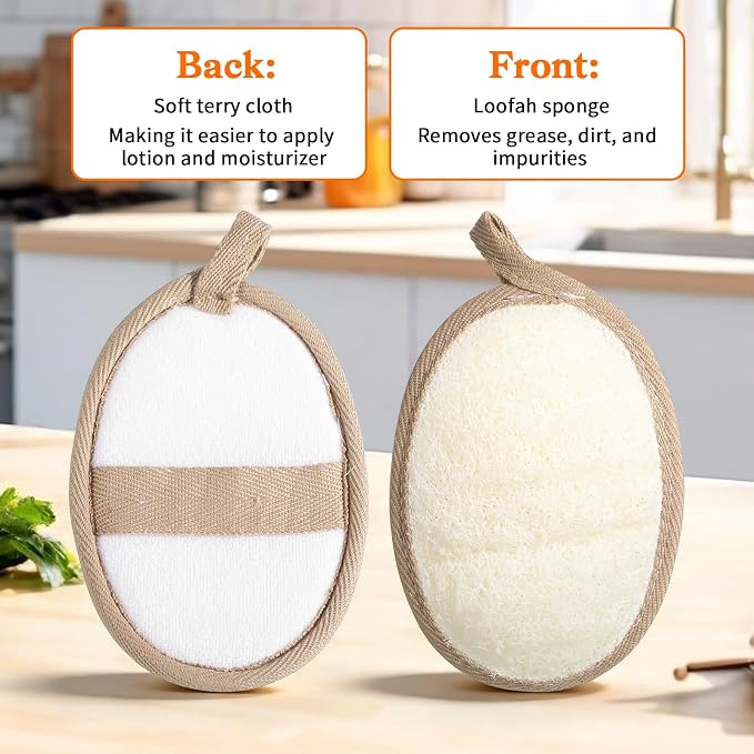 2Pcs Natural Loofah Exfoliating Body Scrubber, Made - Image 6