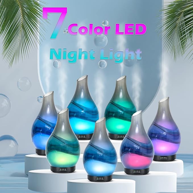 MAXWINER Essential Oil Diffusers Handmade Art Glass Ultrasonic Aromatherapy - Image 2
