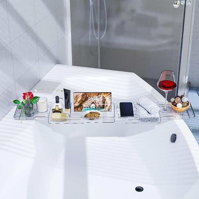 Yieach Iuxury Bathtub Trays For Tub, Expandable Bath Shelf Over Tub, Bath Board - Image 6