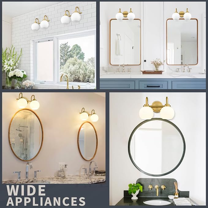 AKEZON Bathroom Light Fixtures 2-Light Brushed Gold Vanity Light, Modern - Image 5