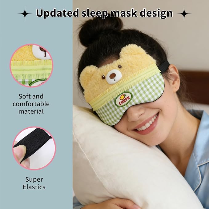 PERFECTSIGHT Sleep Eye Masks, Cute Plush Sleep Eye Cover Lightweight Adjustable - Image 5