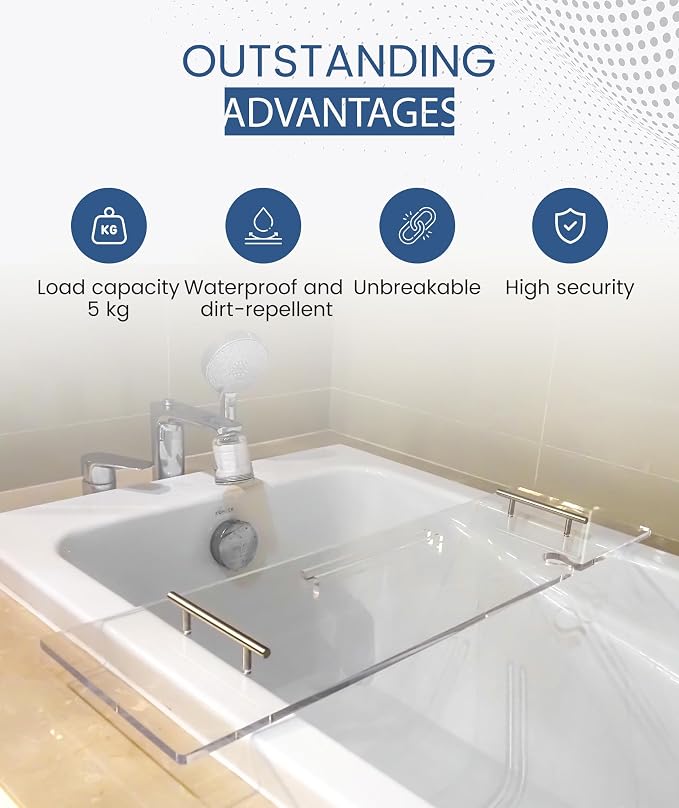 Acrylic Bathtub Tray Clear Bathtub Caddy Bath Tray Table - Image 5