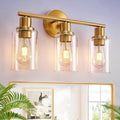 DLLT 3-Light Bathroom Light Fixtures: Gold Modern Vanity Wall Lights by DINGLILIGHTING