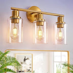 DLLT 3-Light Bathroom Light Fixtures: Gold Modern Vanity Wall Lights by DINGLILIGHTING