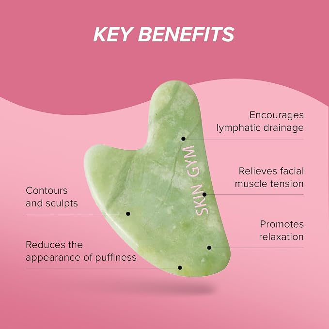 SKIN GYM Jade Sculpty Heart Gua Sha Tool, Heart-Shaped Facial Massage Tool - Image 3