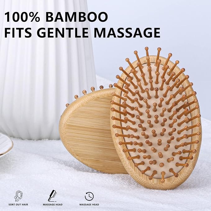 Natural Bamboo Hair Brush for Hair Growth, Massaging Scalp, Detangling Brush - Image 8