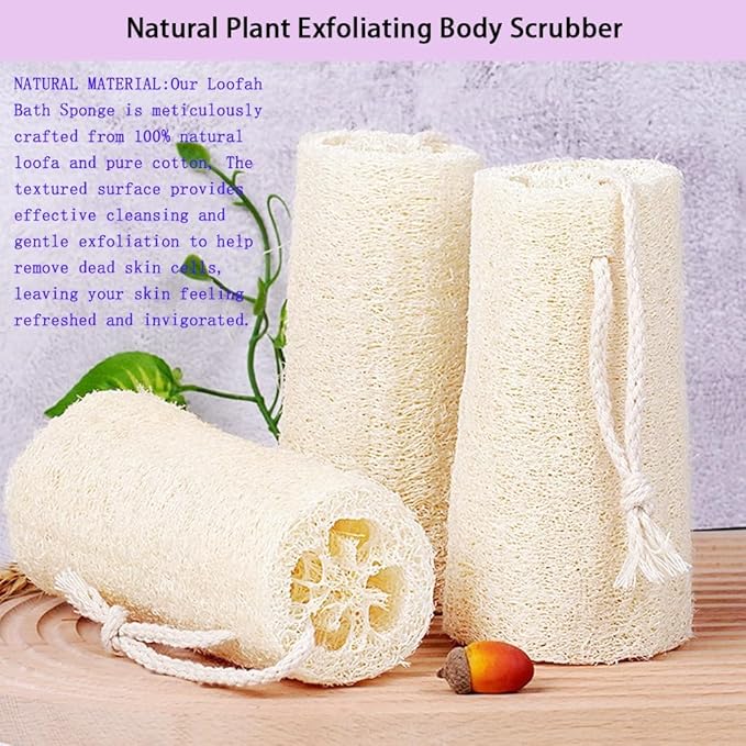 Natural Loofah Exfoliating Body Scrubber, Bath Shower Loofah Sponge - Image 5