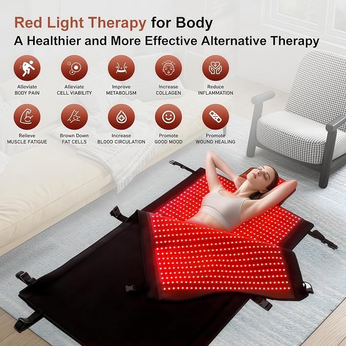 2026 Upgraded Dual Wavelength LED Beads 660nm&850nm Red Light Therapy Blanket - Image 5