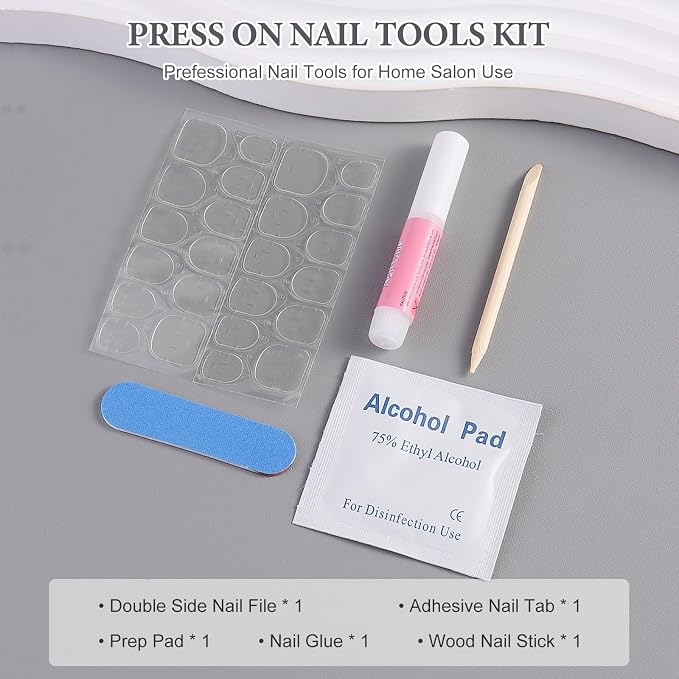 SUTOKAKA 20Pcs Press On Nail Tools Kit, Disposable 5-in-1 Nail Prep Application - Image 2