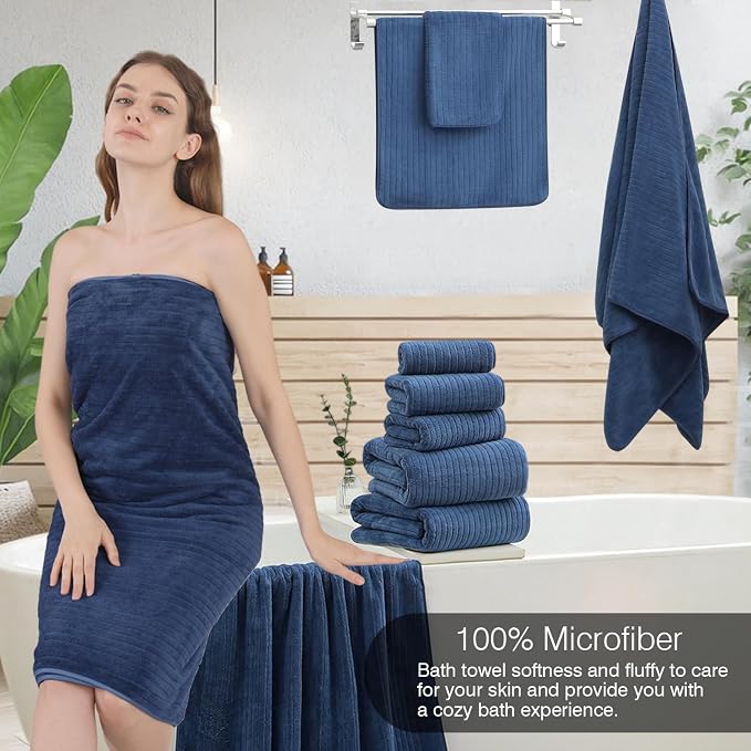 Hailea 18 Piece Family Bath Towel Set Include 6 Bath Towels, 6 Hand Towels and - Image 3