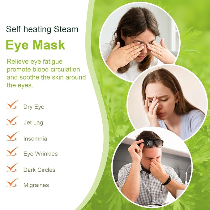 20 Packs Steam Eye Mask, Wormwood Steam Eye Masks Disposable, Self-Heating - Image 3