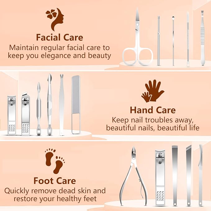 Manicure Set 16 In 1 Professional Stainless Steel Pedicure Kit Toenail Clippers - Image 2