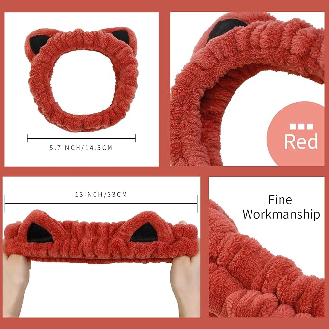 Huachi 2 Packs Cute Cat Spa Headband - Image 2