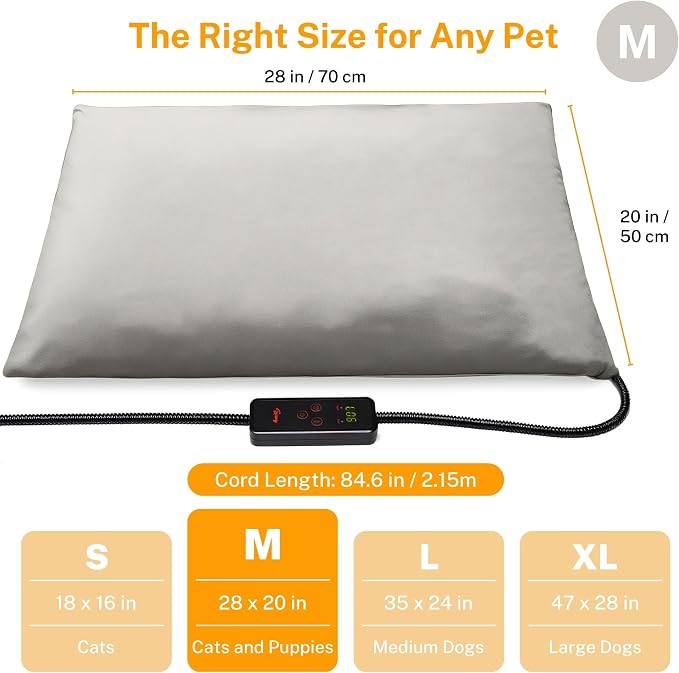 Toozey Medium Pet Heating Pad, 28x20 in, 6 Temp Settings, Waterproof, - Image 4