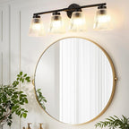 OCIOC Bathroom Vanity Light, 4-Light Modern Matte Black Wall Sconce - Image 2