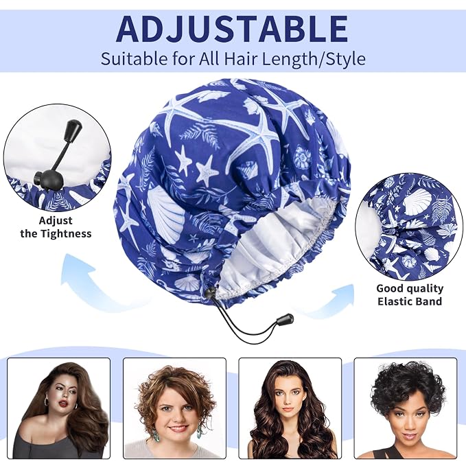 1 PCS Shower Cap, Double Layer & Adjustable Bathing Cap - Image 3