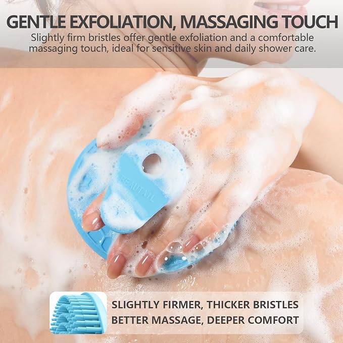 Silicone Body and Face Scrubber Set 5 Pack, BEAUTAIL Shower Bath Scrubber - Image 3