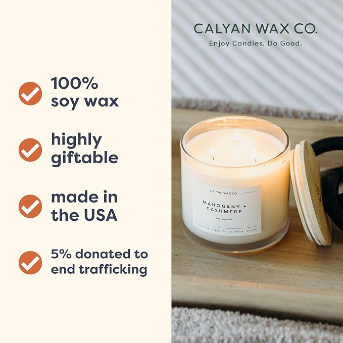 Calyan Wax Co. Vetiver & Tonka 3 Wick Scented Candle - Image 3