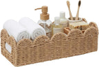 Scalloped Khaki Toilet Tank Basket by Rattanzenith