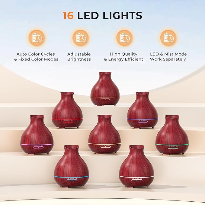 BZseed Aromatherapy Essential Oil Diffuser 550ml 12 Hours Wood Grain Aroma - Image 5
