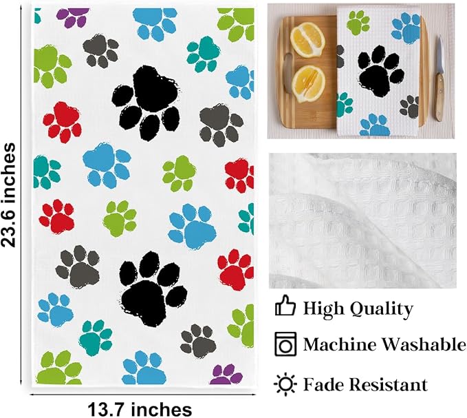 2PCS Cute Dog Paws Kitchen Towels, Dog Mom Gifts - Image 2