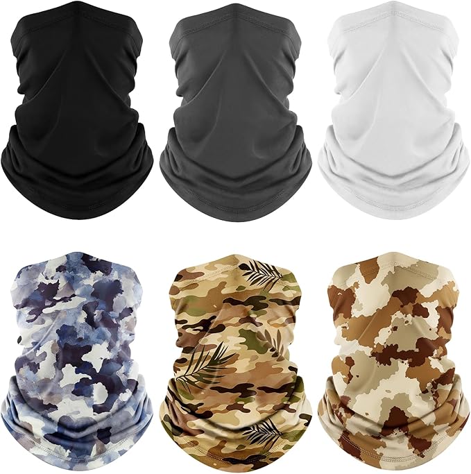 Fuinloth Neck Gaiter, 6 Pack Cooling UV Protection Bandana Face Mask Gator Scarf by fuinloth