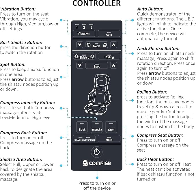 COMFIER Massager Chair with Heat, Shiatsu Neck Back Massager Portable with - Image 9
