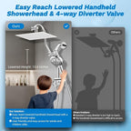 Hibbent cUPC Certified All Metal 12" Rainfall Showerhead Combo, High Pressure - Image 5