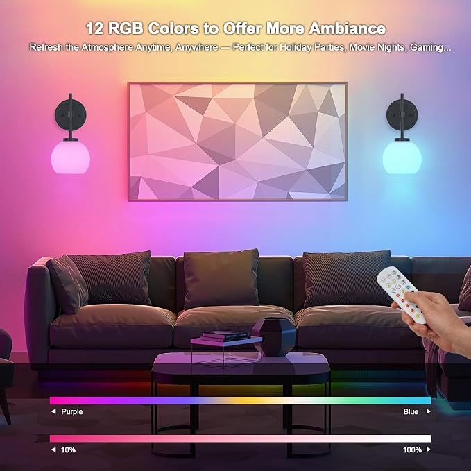 SANTOSTOCK Black Wireless Rechargeable Wall Sconces - Image 6