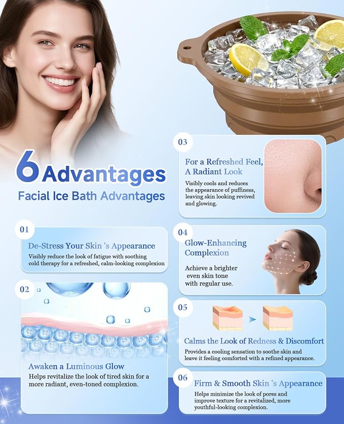 Ice Face Bowl with Built-in Ice Tray, Collapsible Silicone Facial Ice Bath Bowl - Image 5
