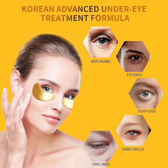 Under Eye Patches for Puffy Eyes Treatment 30 Pairs, 24K Gold Under Eye Masks - Image 2