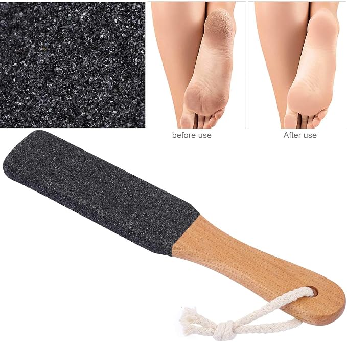 2 Pieces Foot File Callus Remover Heel Grater Wooden Handle Foot Scrubber - Image 2