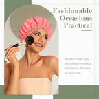 Reusable Shower Cap for Women, Large Waterproof Shower Bonnet - Image 2