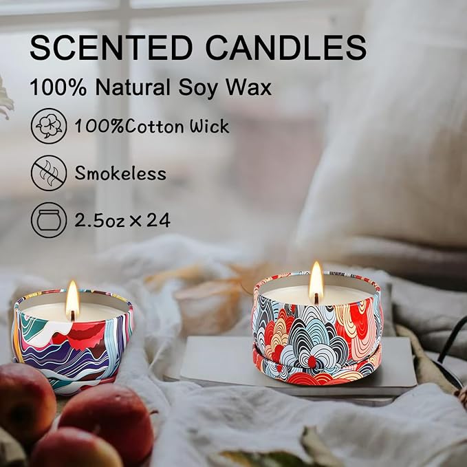 YOROXRG 24Pack Scented Candles, Soy Wax Travel Tin Jar Candles, Aromatherapy - Image 6
