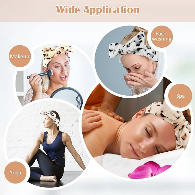 WHAVEL Hairband, 6 Pack Leopard Spa Headband Makeup Headband - Image 4