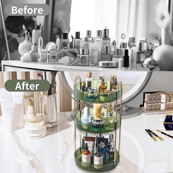 Asayuee 360 Rotating Perfume Organizer, 3 Tier Large Capacity Make Up - Image 4
