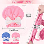 2PCS Hair Towel Wrap for Women, Soft Microfiber Hair Drying Caps - Image 2