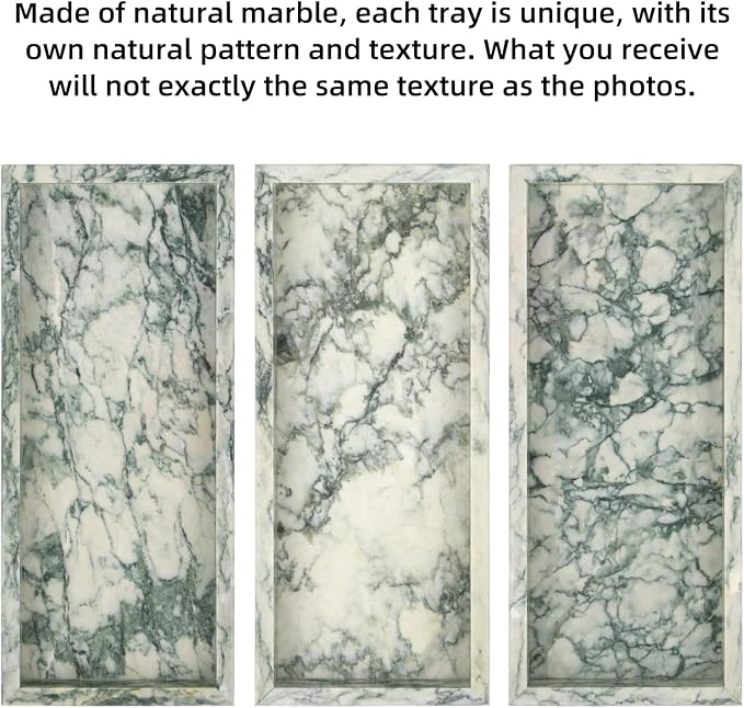 Marble Bathroom Vanity Tray, Natural Luxury Vanity Home Kitchen Bathroom Table - Image 4
